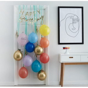 Rainbow and Gold Happy Birthday Balloon Door Kit