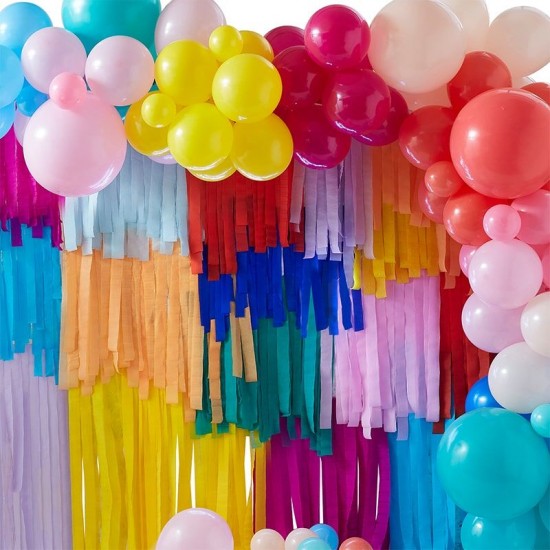 Streamers & Balloon Large Backdrop Decoration - Rainbow