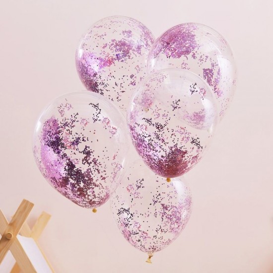 Pink Glitter Filled Balloons - 5pk