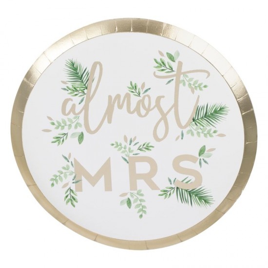 Almost Mrs - Gold Foiled Paper Plates