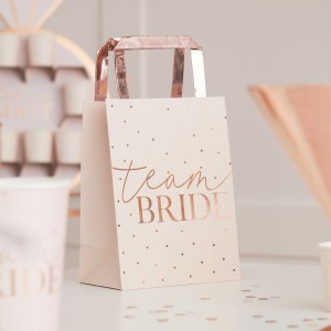 Hen Party Bags Pink & Rose Gold 'Team Bride' 5pk
