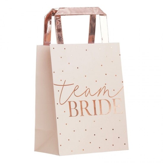 Hen Party Bags Pink & Rose Gold 'Team Bride' 5pk