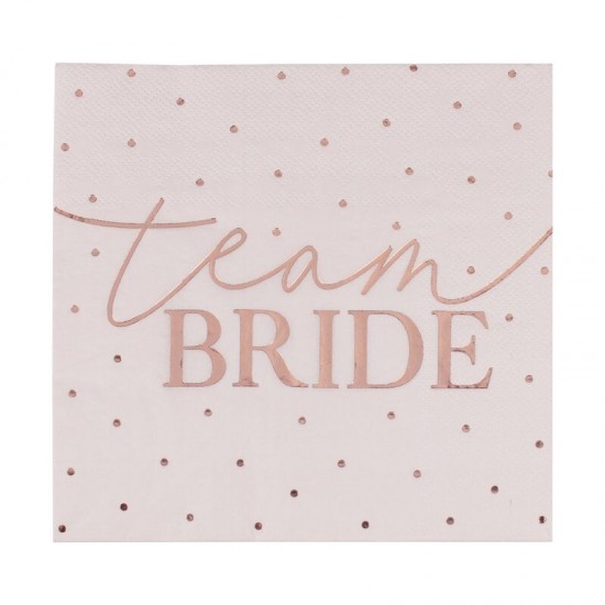 Pink & Rose Gold 'Team Bride' Foiled Napkins