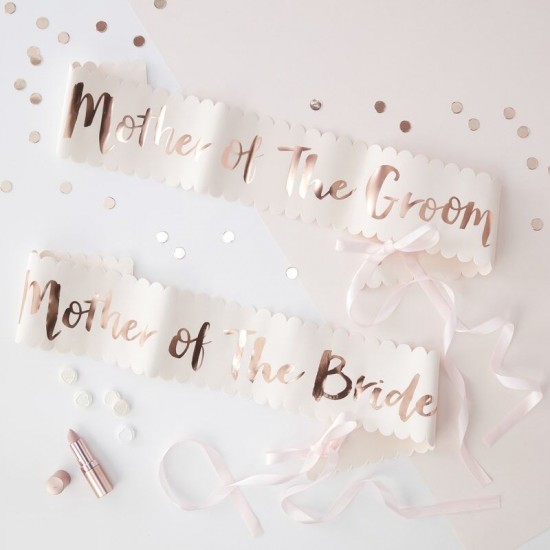Pink & Rose Gold Foiled Sashes - Mother of the Bride & Groom 