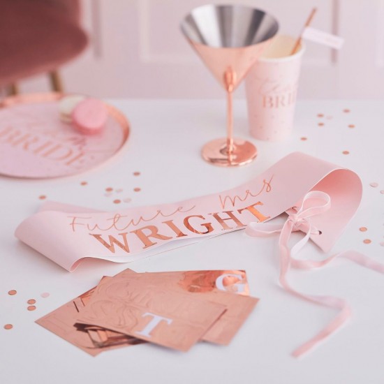 Customisable Bride To Be - Pink & Rose Gold Sash