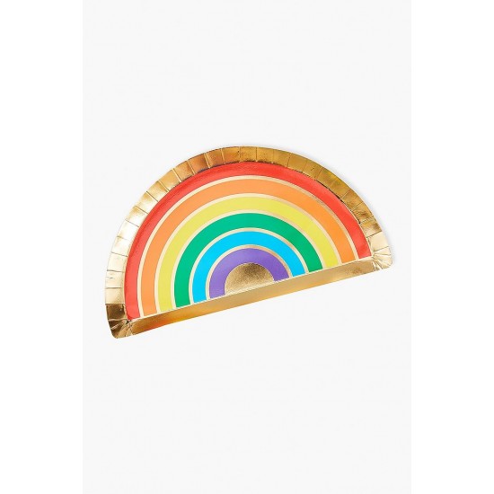 Rainbow & Gold Foil Paper Plates