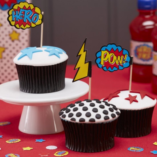 Superhero Party Cupcake Picks