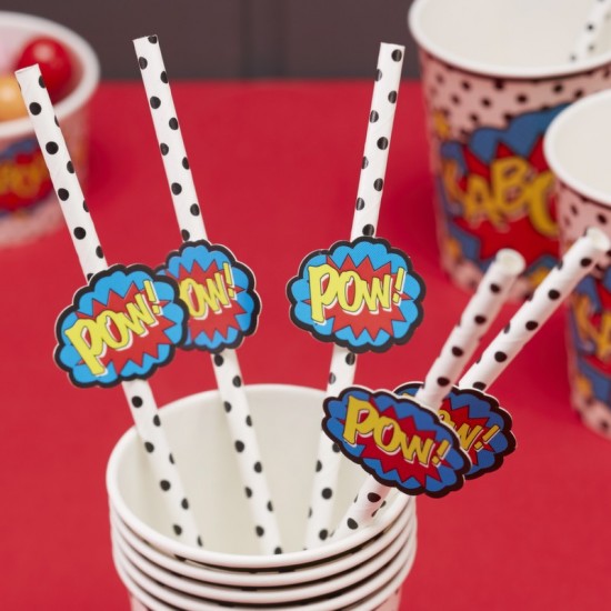 Superhero Party Paper Straws