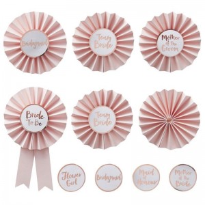 Pink & Rose Gold 'Team Bride' Badges