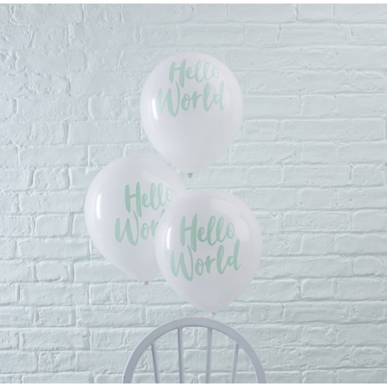 Baby Shower - 'Hello World' Balloons 10pk